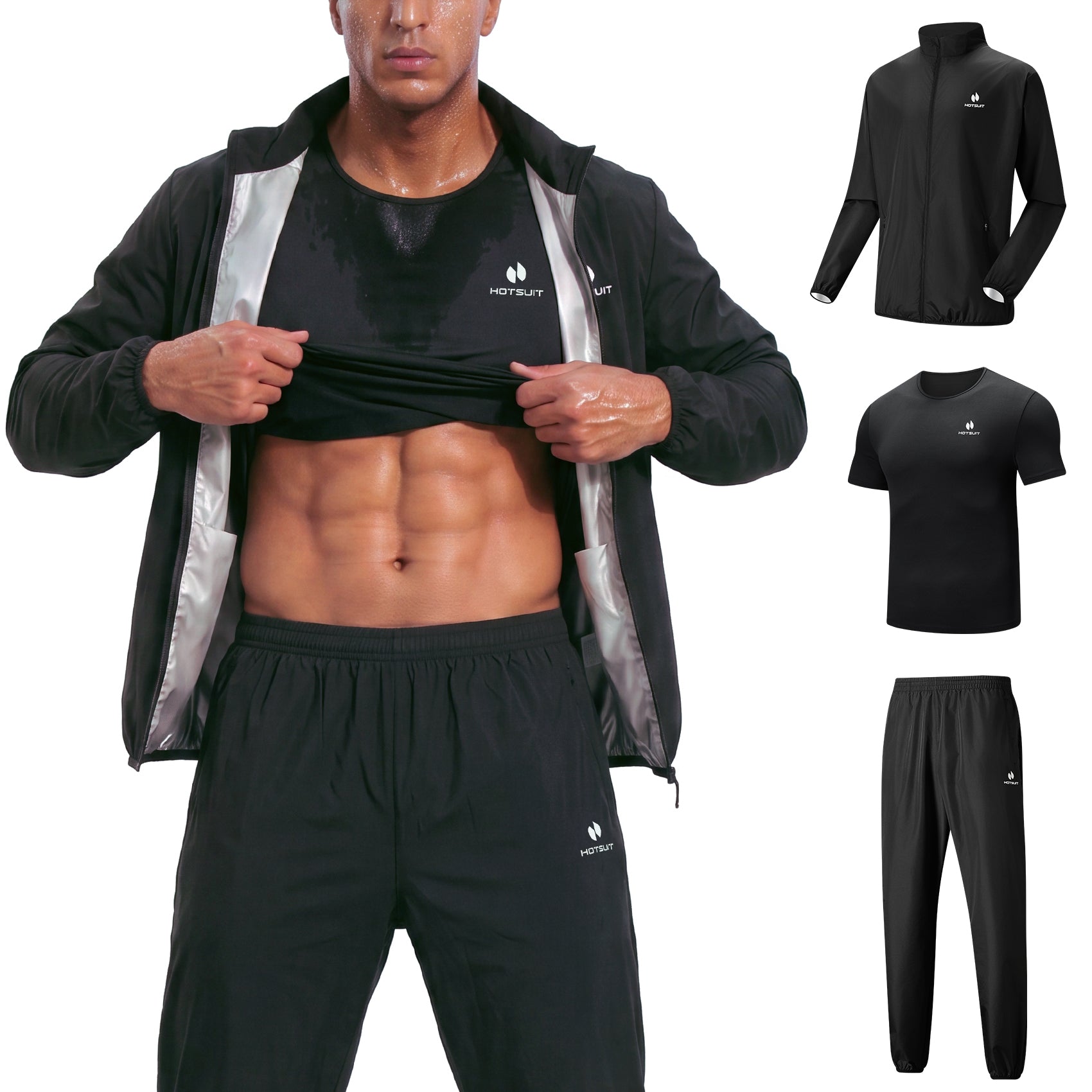 HOTSUIT 3-Piece Sauna Suit Men Moisture Wicking Shirt for Running