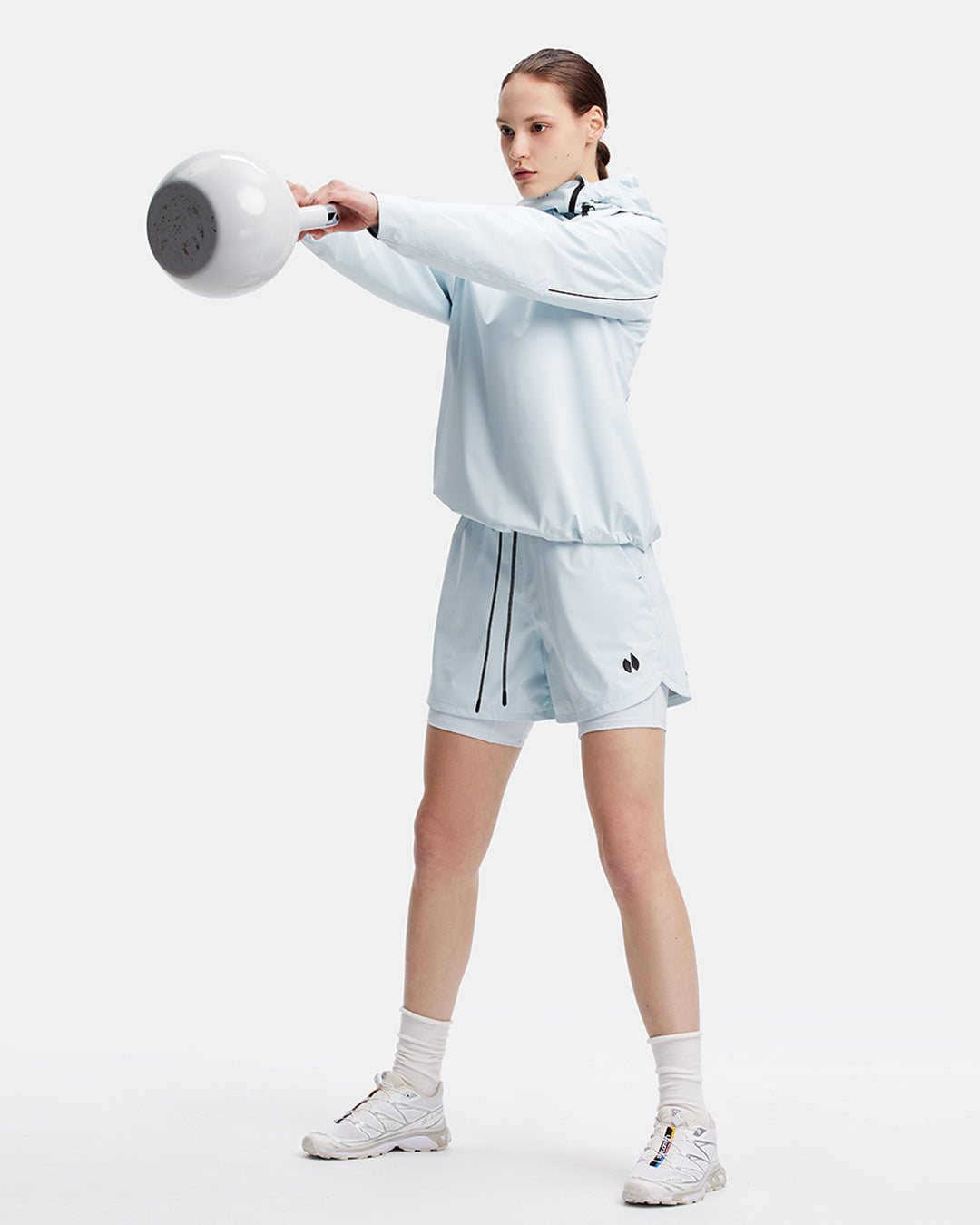 HOTSUIT Women's 904 MAX Gorpcore Hooded & Shorts Sauna Suit #color_Baby Blue