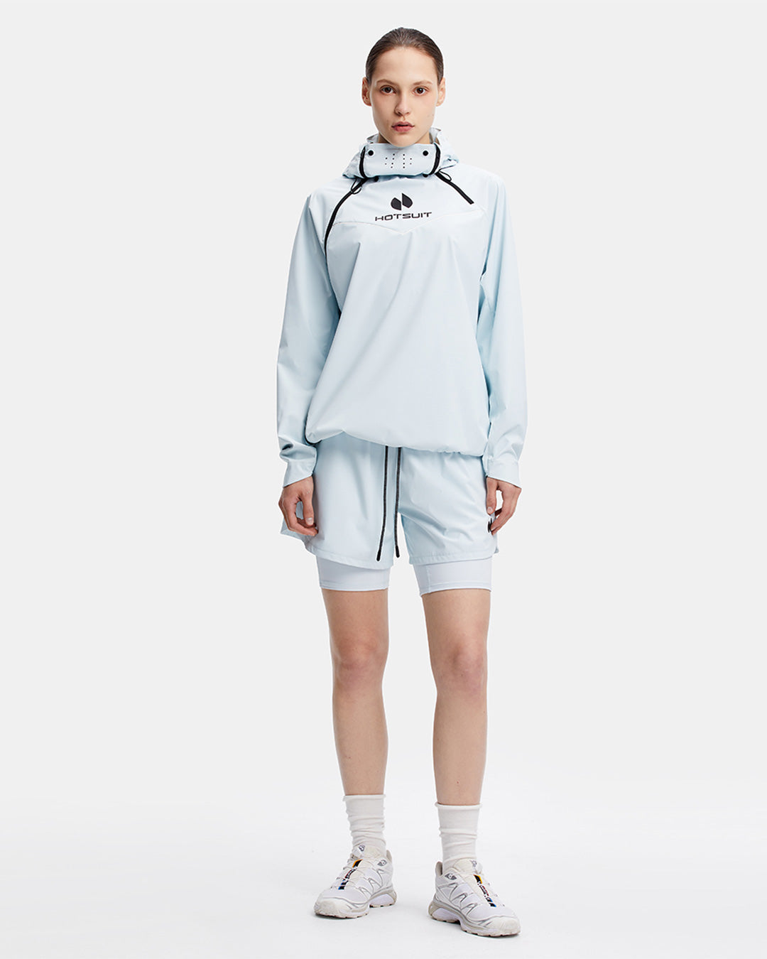 HOTSUIT Women's 904 MAX Gorpcore Hooded & Shorts Sauna Suit #color_Baby Blue