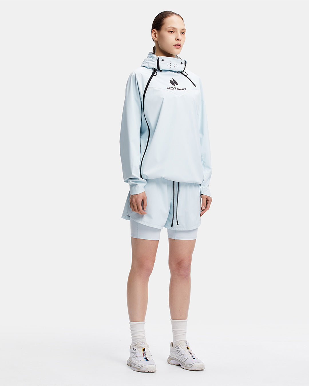 HOTSUIT Women's 904 MAX Gorpcore Hooded & Shorts Sauna Suit #color_Baby Blue