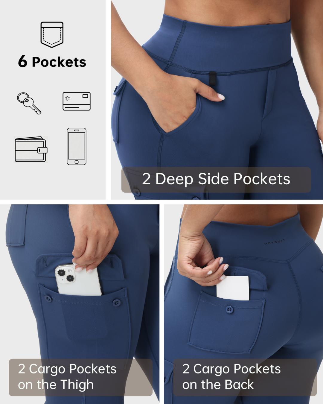 HOTSUIT Women 6 Pockets Cargo Yoga Pants