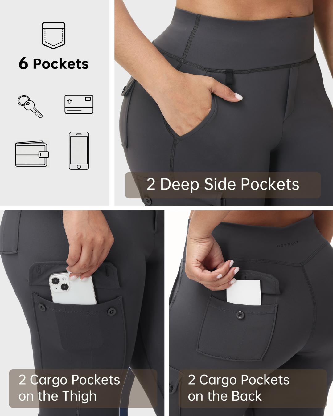 HOTSUIT Women 6 Pockets Cargo Yoga Pants