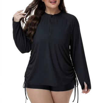 Women's Plus Size Rash Guard UPF50+ Long Sleeve Swim Shirt