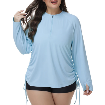 Women's Plus Size Rash Guard UPF50+ Long Sleeve Swim Shirt