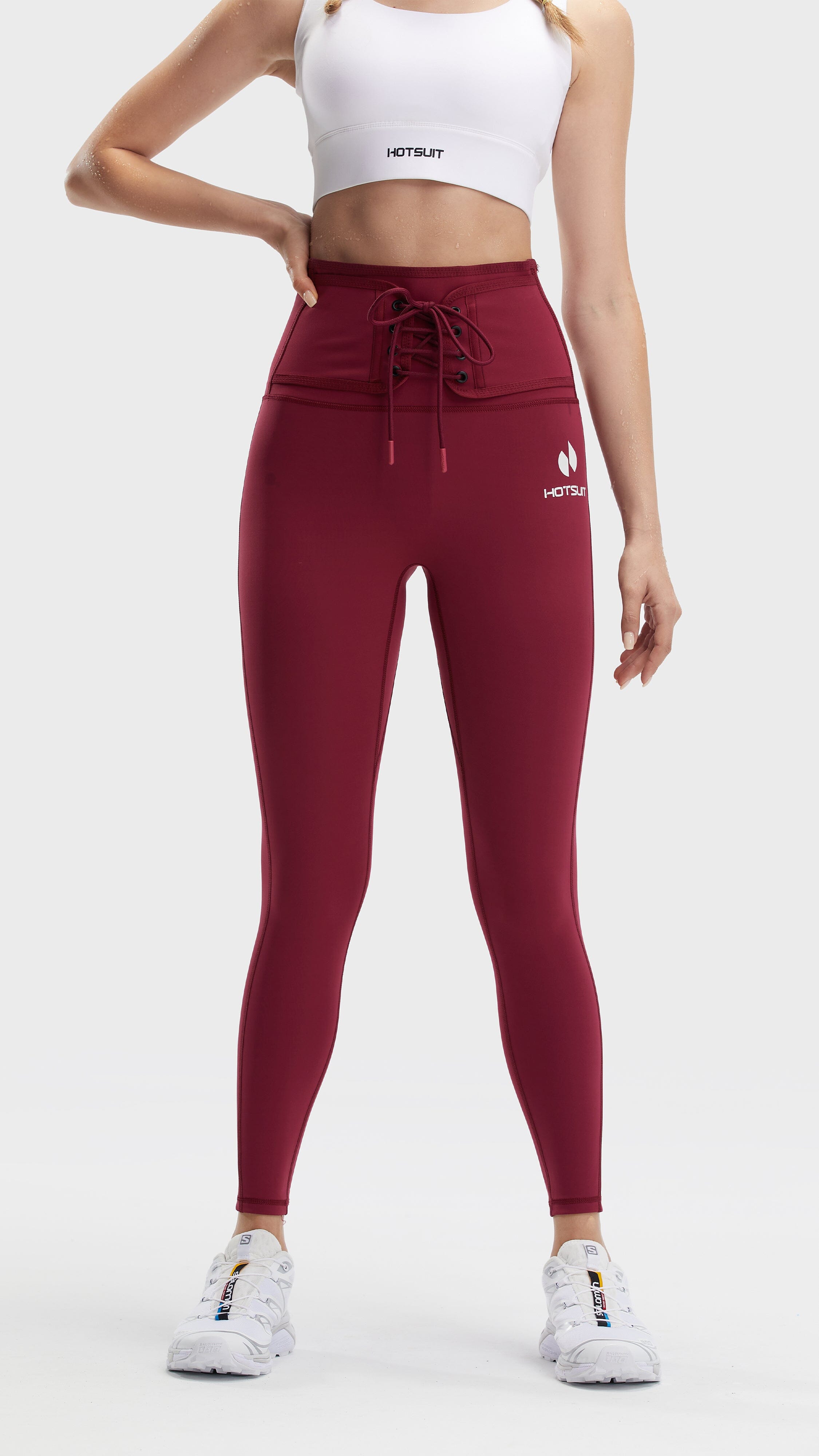 HOTSUIT Women Tie Front Slim Sauna Leggings