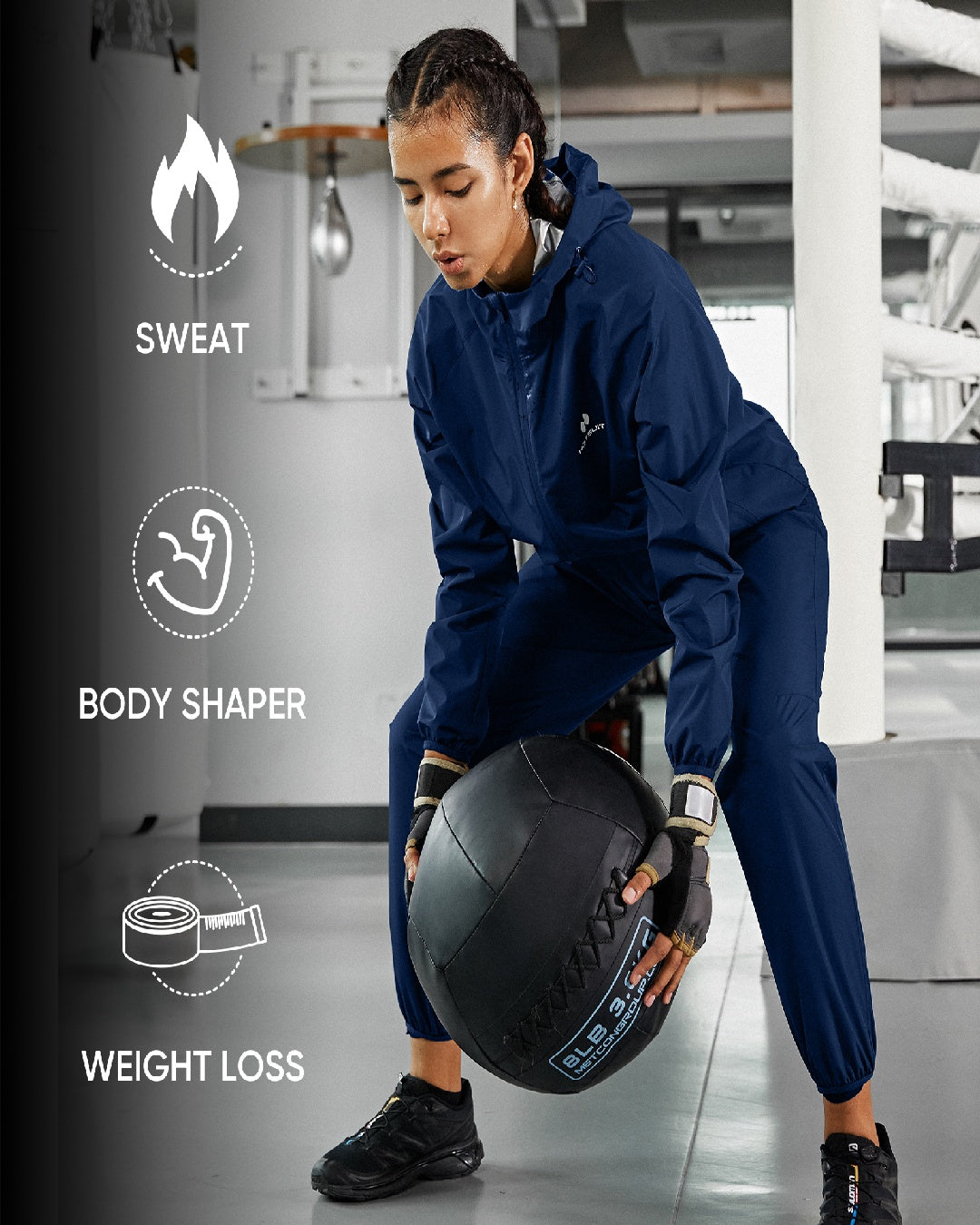 HOTSUIT 発汗3点セット レディース L HOTSUIT Women Gym Workout Sauna Jacket Pants