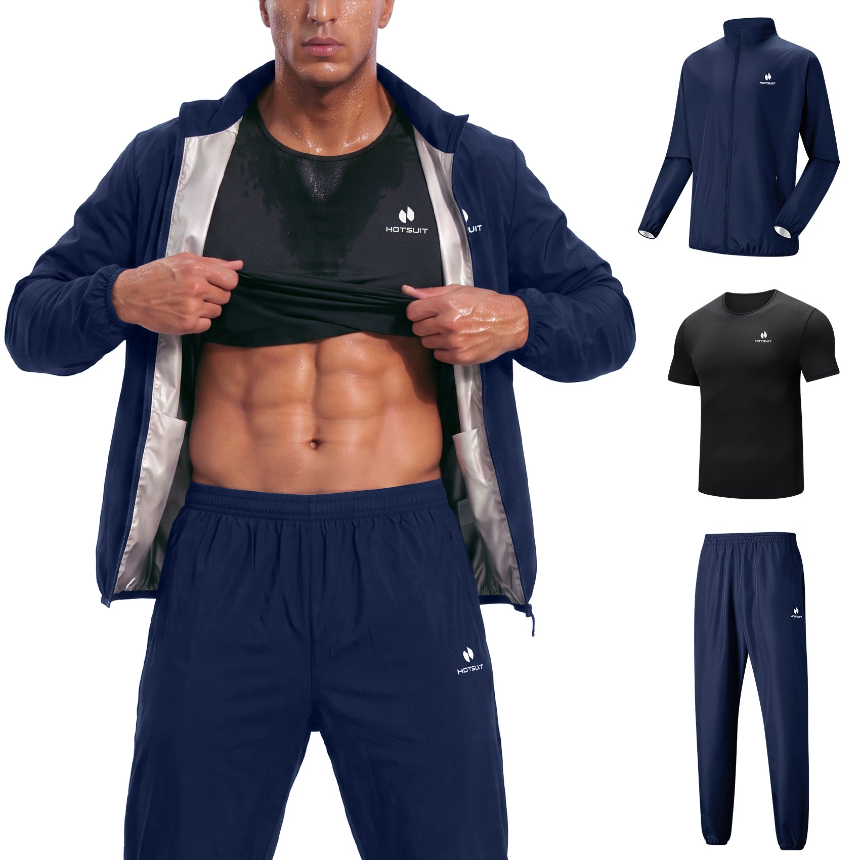 HOTSUIT 3-Piece Sauna Suit Men Moisture Wicking Shirt for Running