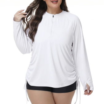 Women's Plus Size Rash Guard UPF50+ Long Sleeve Swim Shirt