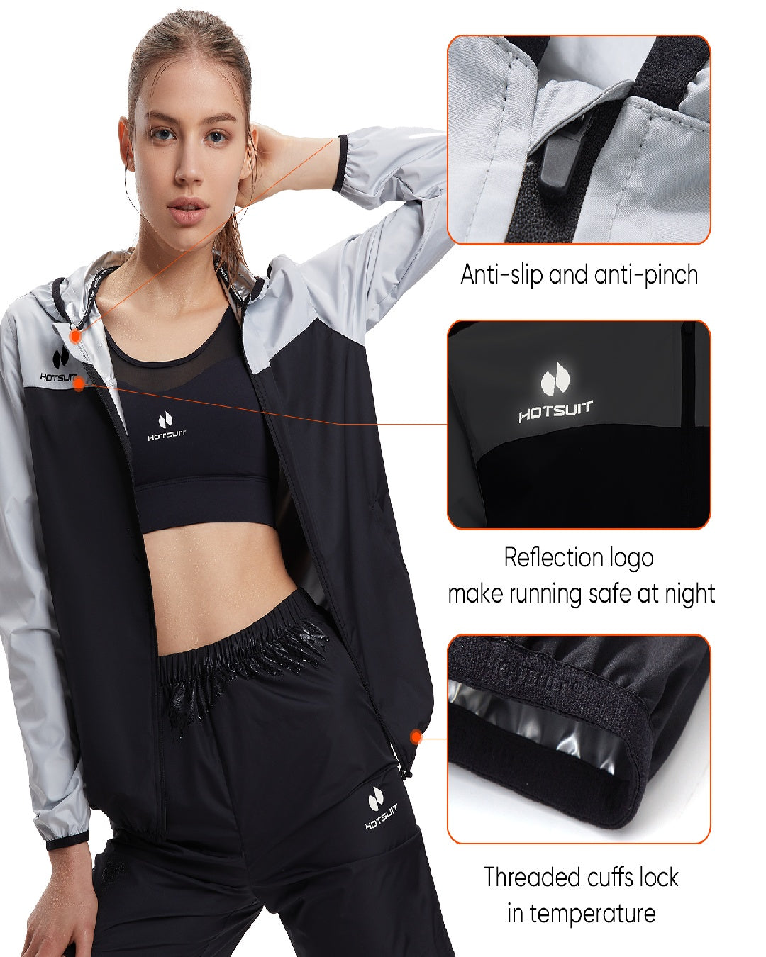 HOTSUIT Women Weight Loss Sweat Suits Sauna Jacket Pant