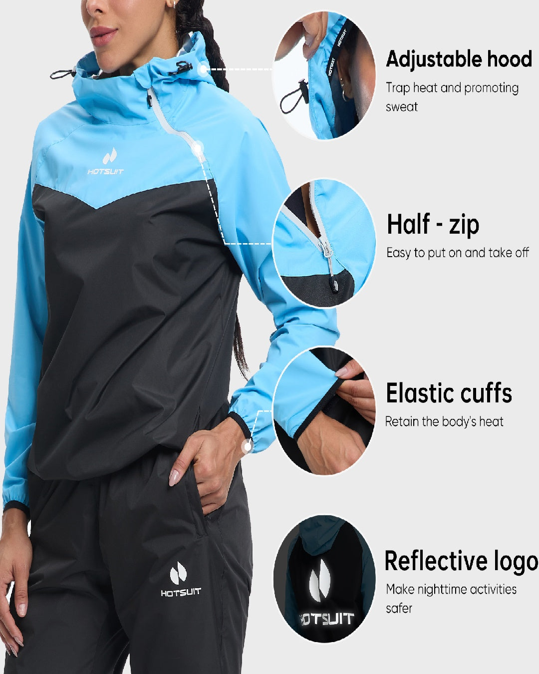 HOTSUIT Women Weight Loss Odorless Sauna Jacket Pant