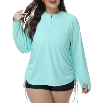 Women's Plus Size Rash Guard UPF50+ Long Sleeve Swim Shirt