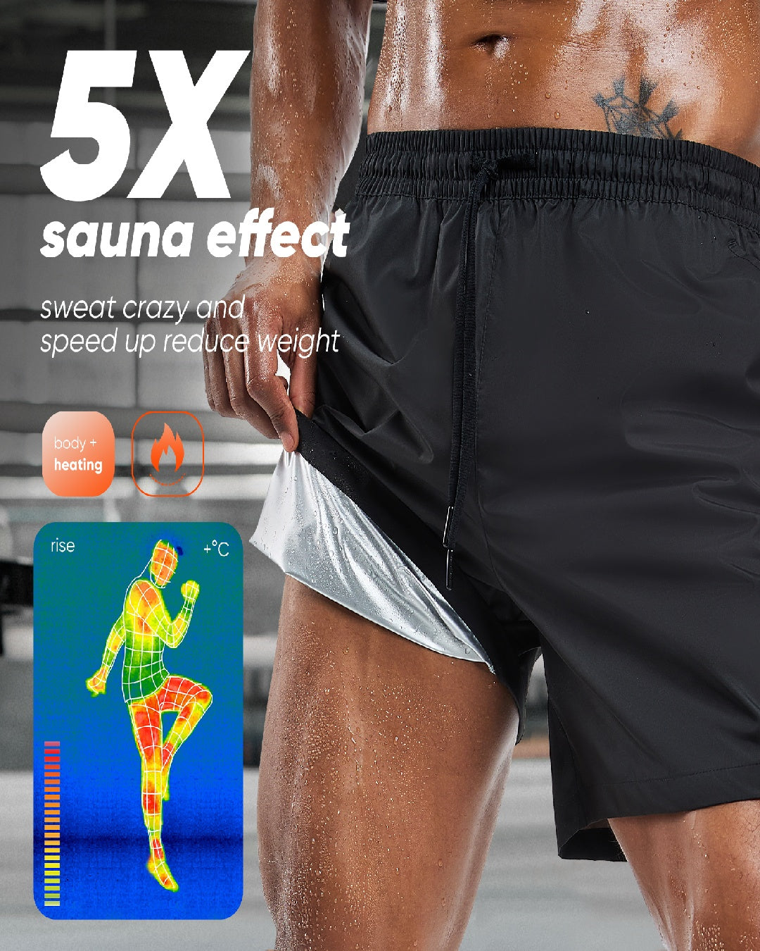 HOTSUIT Mens Sauna Shorts Sweat Sauna Pants